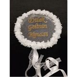 Evsay Isme Özel Lazer Güllü Pleksi Süslü Deri Tef Kına Gecesi Gelin Tefi 30 cm Vurmalı Çalgı Müzik Aleti Beyaz