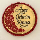 Evsay Ledli Şeffaf Gelin Tefi Çiçek Taş Düğün Kına Nedime Bride Parti Defi Vurmalı Çalgı Zilli Def Isimli Bordo