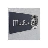 Evsay Mutfak Yönlendirme Tabelası Duvar Süsü Duvar Dekoru Kapı Süsü Gümüş 10*20