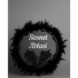 Evsay Tüylerle Süslenmiş Sünnet Tefi Vurmalı Çalgı Def Müzik Aleti Sünnet Ablası Tefi Sünnet Kınası Tefi Siyah