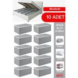EVSELLA 10'lu Set - Antrasit Büyük Boy Baza Altı & Çekyat Altı Hurç (60 x 40 x 22 cm)