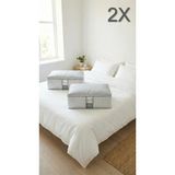 Evsella 2'li Set - Beyaz Çizgili Pencereli Büyük Boy Baza Altı & Çekyat Altı Hurç & Kazak Kıyafet Hurcu