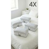 Evsella 4'lü Set - Beyaz Çizgili Pencereli Büyük Boy Baza Altı & Çekyat Altı Hurç & Kazak Kıyafet Hurcu