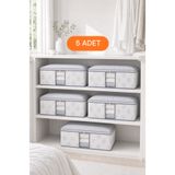 EVSELLA 5’li Çiçek Desenli Çizgili Pencereli Beyaz Baza Altı Çekyat Hurç Organizer 60×40×22 cm