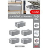 EVSELLA 5'li Set - Antrasit Büyük Boy Baza Altı & Çekyat Altı Hurç (65 x 45 x 22 cm)