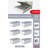 EVSELLA 6'li Set - Geometrik Çizgili Büyük Boy Baza Altı & Çekyat Altı Hurç (60 x 40 x 22 cm)