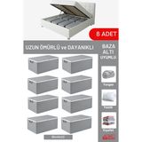 Evsella 8'li Set - Antrasit Büyük Boy Baza Altı & Çekyat Altı Hurç (60 x 40 x 22 Cm) - Gri - Antrasit - 8 Adet