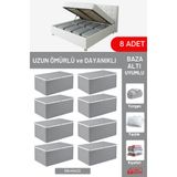 EVSELLA 8'li Set - Antrasit Büyük Boy Baza Altı & Çekyat Altı Hurç (60 x 40 x 22 cm)