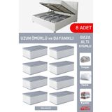 EVSELLA 8'li Set - Geometrik Çizgili Büyük Boy Baza Altı & Çekyat Altı Hurç (60 x 40 x 22 cm)
