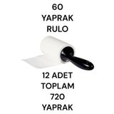 Evsun Home Collection 12 Adet 60 Yaprak Tüy Toplama Bant Rulosu Kedi Ve Köpek Tüyü Toplayıcı Rulo Elbise Temizleme