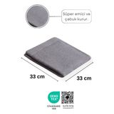 EvTeks % 100 Pamuk El Havlusu, Su Emici Yumuşak Havlu Turkish Towels - 33 x 33 cm - Antrasit