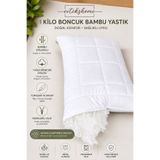 EVTEKSHOME 50x70 cm 1 Kg Boncuk Elyaf Yastık Fermuarlı Kapitone Kılıf Yıkanabilir Dolgun Orta Sert Yastık Beyaz