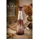Evvel Zaman Antik Vintage Kesme Cam Karaf – Mor Tonlu Dekoratif Şişe - 750 ml