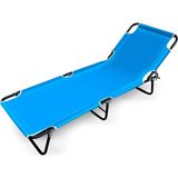 Evvon Sırt Ayarlı Katlanır Şezlong Mavi Metal Bahçe Mobilyası 165 x 55 cm Pratik Kullanım