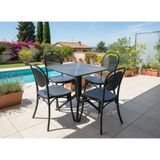 Evvon Viktor 4lü Set 70X70CM Masa Antrasit Bahçe Mobilyası Balkon Takımı Balkon Mobilyası Masa Takımı Mutfak Balkon Masası Bahçe Takımı Bahçe Sandalye