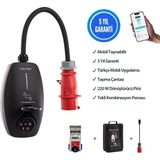 Evwallbox 22KW V3 Türkçe Mobil Uygulama 5 Yıl Garanti, (Tekli Kombinasyon Panosu, Taşıma Çantası ve 220V Dönüştürücü Adaptör)