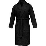 Evx Şalyaka ve Kapüşonlu Bay ve Büyük Bedenli Pamuk Siyah Bornoz - 6XL