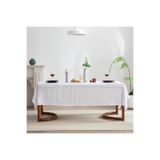 EVYA %100 Ham Pamuklu Keten Masa Örtüsü 160x220 cm Vintage Mutfak Salon Masa Örtüsü