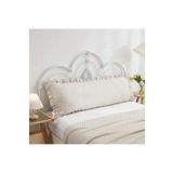 EVYA %100 Pamuklu Fırfırlı Uzun Yastık Kılıfı 50x135 Cm Bej Renk Antialerjik Hamile Yastığı Kılıfı