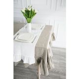 EVYA %100 Pamuklu Ham Keten Kenarları Fırfırlı Vintage Runner 40x140 cm