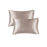 EVYA Bej Ipek Saten Yastık Kılıfı 2’li 50x70 Cm Terletmez Kokusuz Kıvırcık Saçlara Uygun Cilt Dostu