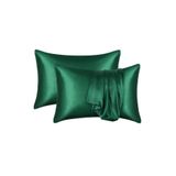 EVYA Cilt Dostu Yumuşak Dokulu %100 Ipek Saten Yastık Kılıfı 50x70 Cm Zümrüt Yeşili 2 Adet Lüks Uyku Seti