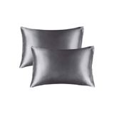 EVYA Gri Ipek Saten Yastık Kılıfı 2’li 50x70 Cm Terletmez Kokusuz Kıvırcık Saçlara Uygun Cilt Dostu
