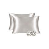 EVYA Ipek Saten 50x70 Cm Yastık Kılıfı 2 Adet Toka Kıvırcık Saçlar Gri Renk 2 Adet