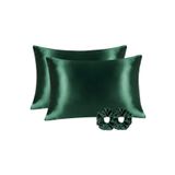 EVYA Ipek Saten 50x70 Cm Yastık Kılıfı 2 Adet Toka Kıvırcık Saçlar Zümrüt Renk 2 Adet