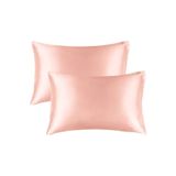 EVYA Pembe Ipek Saten Yastık Kılıfı 2’li 50x70 Cm Terletmez Kokusuz Kıvırcık Saçlara Uygun Cilt Dostu
