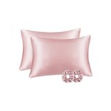 EVYA Pembe Ipek Saten Yastık Kılıfı 2’li 50x70 Toka Hediyeli Kıvırcık Saçlara Özel Cilt Dostu Kılıf