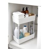 Evyeri 2 Katlı Plastik Düzenleyici Raf Beyaz | Mutfak Dolap Içi Raf | Banyo Rafı | Masa Altı Organizer | Çok Amaçlı Saklama Düzenleyici 30 x 17,5 x 40,5 cm