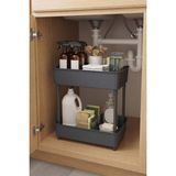 Evyeri 2 Katlı Plastik Düzenleyici Raf Füme | Mutfak Dolap Içi Raf | Banyo Rafı | Masa Altı Organizer | Çok Amaçlı Saklama Düzenleyici 30X17,5X40,5 cm