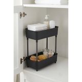 Evyeri 2 Katlı Plastik Düzenleyici Raf Siyah | Mutfak Dolap İçi Raf | Banyo Rafı | Masa Altı Organizer | Çok Amaçlı Saklama Düzenleyici 30x17,5x40,5 cm EVY-02002S