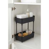 Evyeri 2 Katlı Plastik Düzenleyici Raf Siyah | Mutfak Dolap Içi Raf | Banyo Rafı | Masa Altı Organizer | Çok Amaçlı Saklama Düzenleyici 30X17,5X40,5 cm