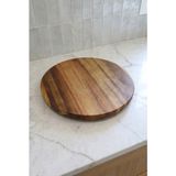 Evyeri 27 cm Döner Akasya Ahşap Sunumluk – 360° Dönebilen Yuvarlak Ahşap Servis ve Sunum Tabağı – Kahvaltılık Peynir Pasta Çerez Meyve Sunum Standı 27X3 cm