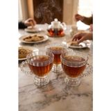 Evyeri 3'lü 180 ml Boncuk Kulplu Kristal Cam Kupa Seti – Kalın Cam Şeffaf Kahve Kupası – Dekoratif Çay, Latte, Cappuccino ve Türk Kahvesi Bardağı – 8,5 x 7,5 cm - 3 Adet