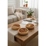 Evyeri 3'lü Bambu Yuvarlak Çerezlik Kase Seti 9,5 x 9,5 x 2,5 cm – Doğal Ahşap Sunum Kasesi – Kahvaltılık, Sosluk, Mezelik ve Atıştırmalık Kasesi