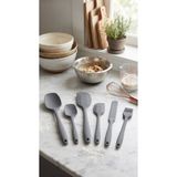 Evyeri 6'lı Gri Silikon Spatula Seti | Isıya Dayanıklı Pasta Kek Hamur Kazıyıcı ve Silikon Fırça Seti | Yapışmaz Tencere Tava Uyumlu Mutfak Gereçleri EVY-01018G