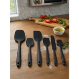 Evyeri 6'lı Siyah Silikon Spatula Seti | Isıya Dayanıklı Pasta Kek Hamur Kazıyıcı ve Fırça Seti | Yapışmaz Tencere Tava Uyumlu Mutfak Gereçleri