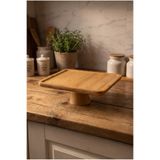 Evyeri Ayaklı Kare Bambu Sunumluk 25X25 cm Dekoratif Sunum Standı Pasta Standı Kahvaltılık Meyvelik Servis Tabağı