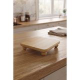 Evyeri Bambu Top Ayaklı Kare Sunum Altlığı 11X11X3 cm – Doğal Ahşap Kahve Sunumluğu, Mumluk Altlığı, Dekoratif Servis Standı, Tekli Bambu Sunum Tabağı