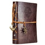EvZ 60'lı Paket Deri Yazı Defteri Defteri, 7 İnç Vintage Deniz Spiral Boş Dize Günlüğü Not Defteri Eskiz Defteri Seyahat Yazmak İçin, Astarsız Kağıt, Retro Kolye, Klasik Kabartmalı, Kahve