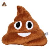 EvZ Emoji Kaka Yüz İfadesi Yastık Doldurulmuş Peluş Yumuşak Yastık, Resmi Sertifikalı, 35 cm Kahverengi