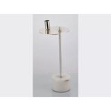 Evza Mermer Disk Asimetrik Mumluk Beyaz Gümüş 9 * 15 * 36 Cm