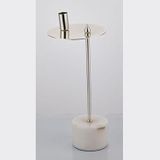 Evza Mermer Disk Asimetrik Mumluk Beyaz Gümüş 9 * 15 * 36 Cm