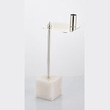 Evza Mermer Kare Asimetrik Mumluk Beyaz Gümüş 12,5 * 12,5 * 31 Cm