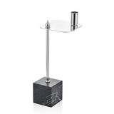Evza Mermer Kare Asimetrik Mumluk Siyah Gümüş 12,5 * 12,5 * 31 Cm
