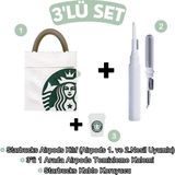Ewec 1. ve 2. Nesil Uyumlu Çanta Starbucks Kılıf, Starbucks Kablo Koruyucu ve 3 In 1 Kulaklık Temizleme Kalemi