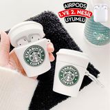 Ewec 1. ve 2.nesil Uyumlu Starbucks Bardak Figürlü Darbe Emici ve Koruyucu Silikon Kulaklık Kılıf